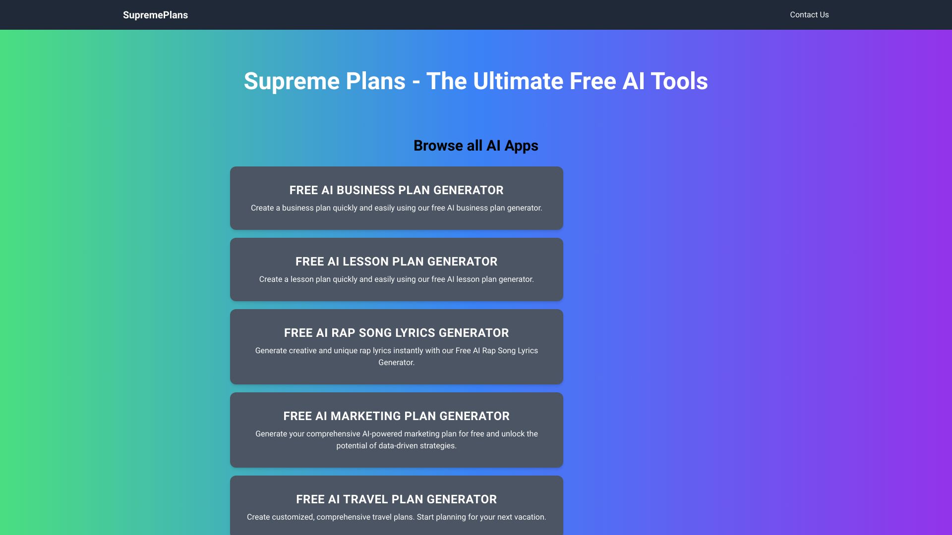 Supreme Plans AI