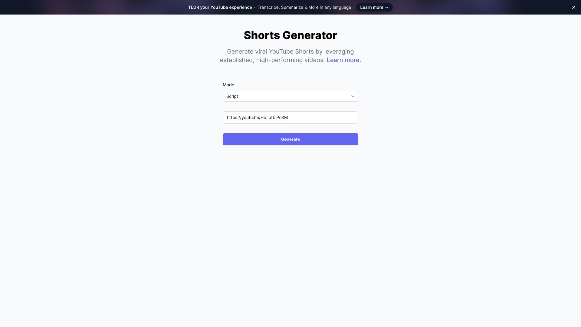 Shorts Generator