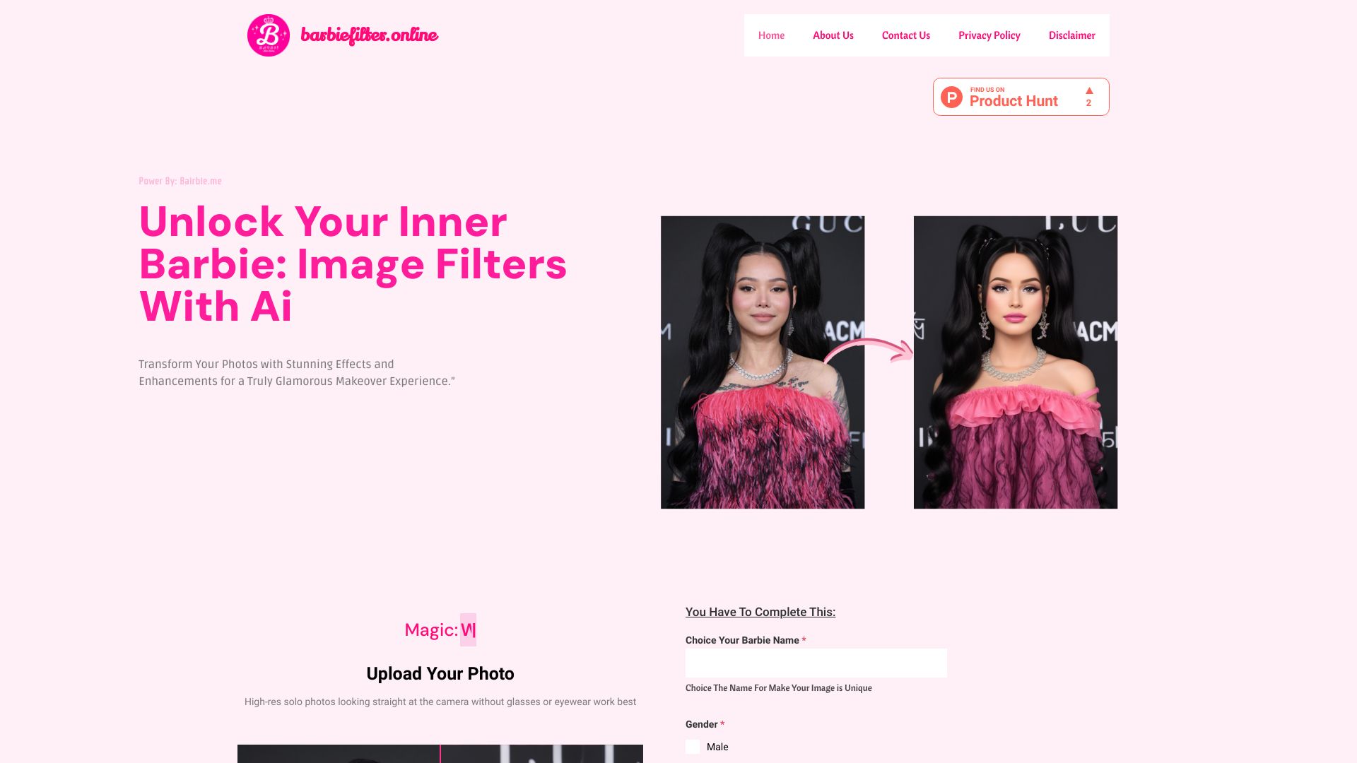 Barbie Filter Image Generator with AI