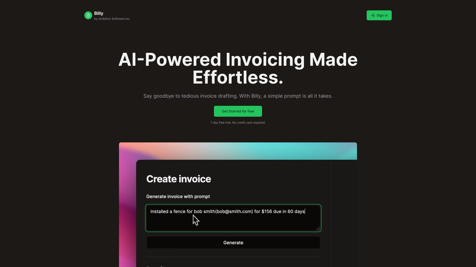 Billy: AI Invoicing Made Effortless.