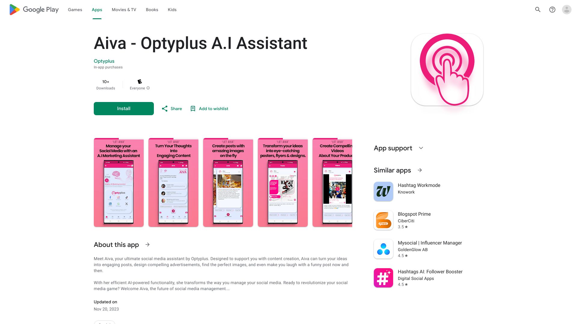 Aiva - Optyplus Social Media Assistant