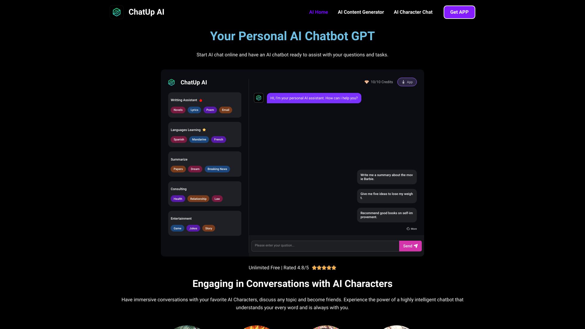 ChatUp AI - Personal AI Chatbot for Free