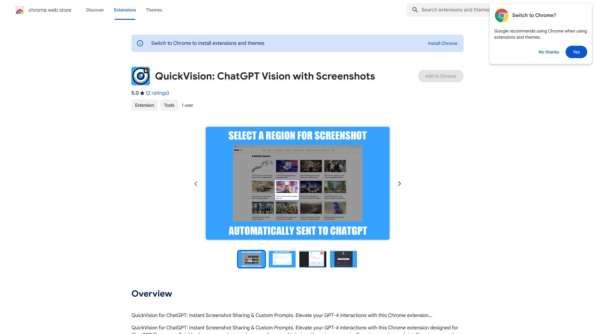 QuickVision: Chatgpt Vision for Chrome