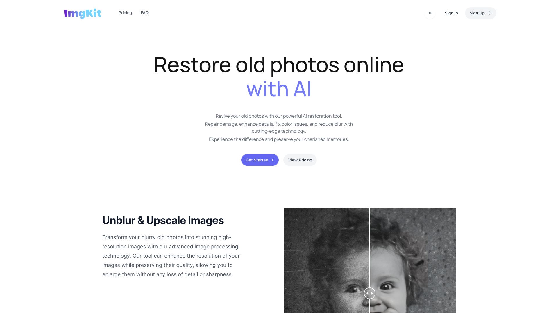 AI Old Photo Restoration Online - ImgKit