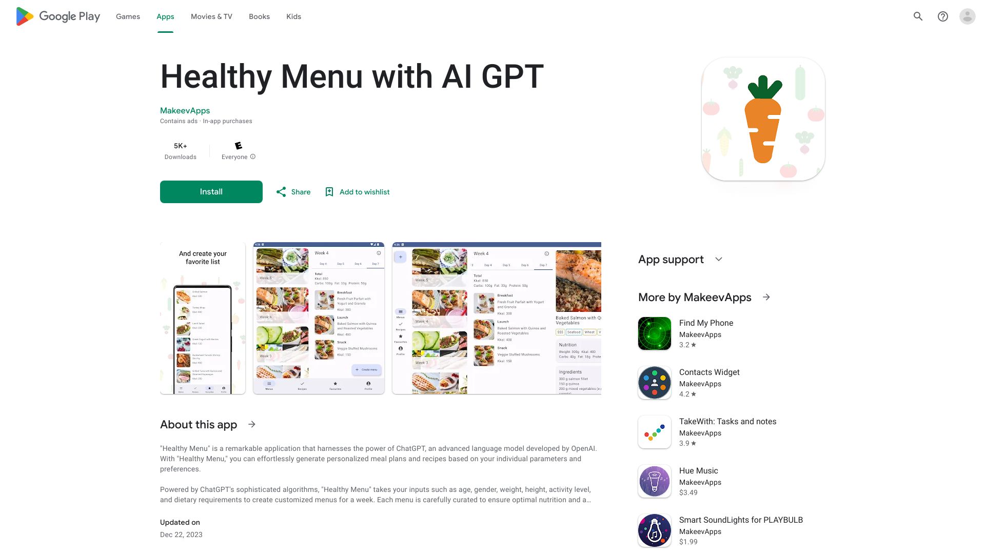 Healthy Menu with AI GPT