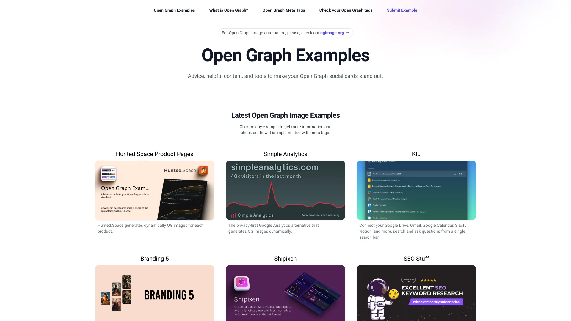 Open Graph Examples
