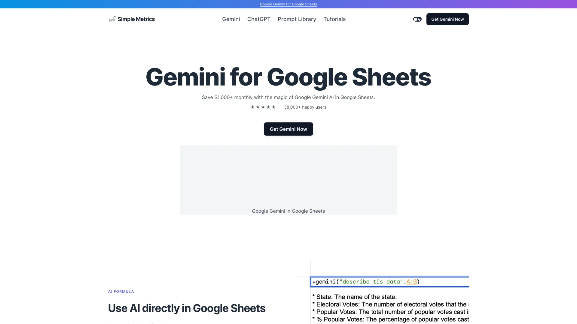 Gemini AI for Sheets