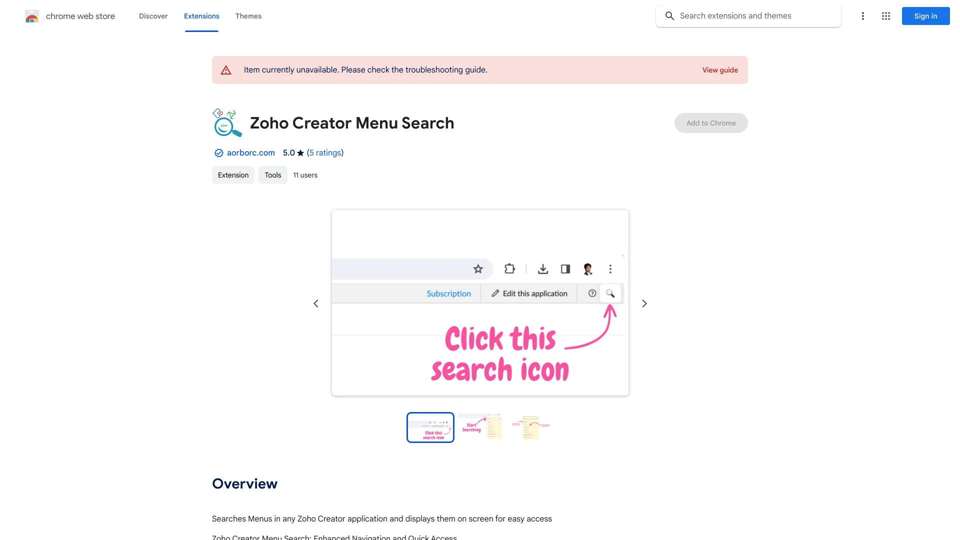 Zoho Creator Menu Search