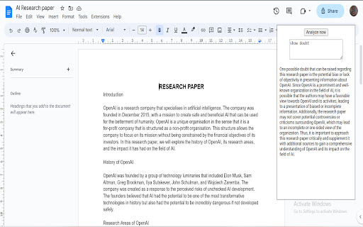 Chatgpt - Google Doc Analyser