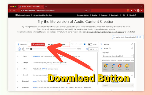 Microsoft Audio-Content-Creation TTS Exporter