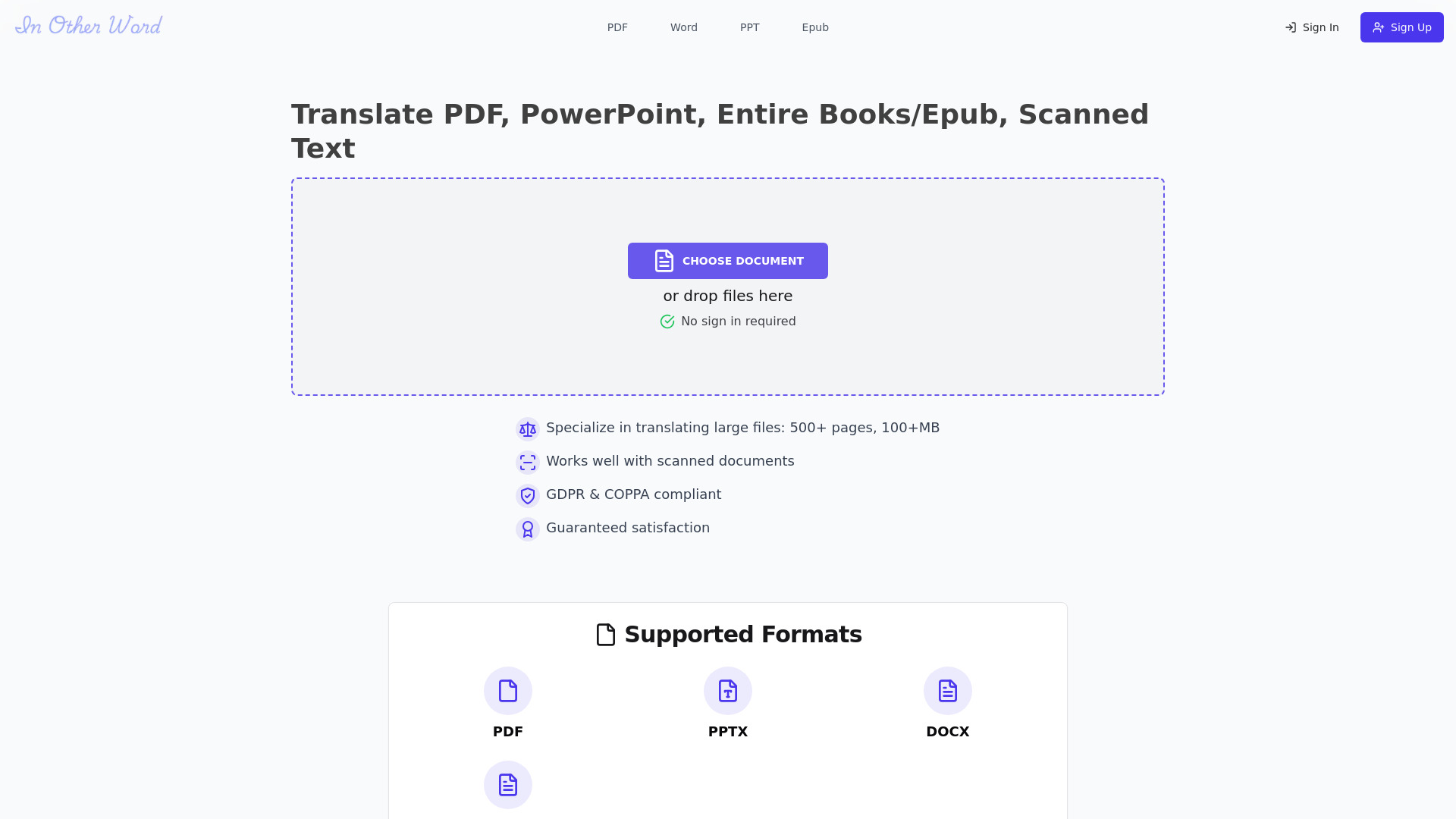 InOtherWord - Translate Complex Docs